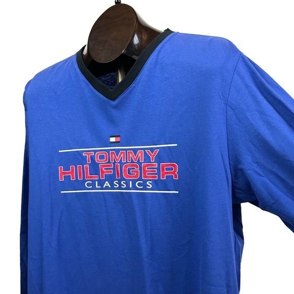 Y2K NWT Tommy Hilfiger Spellout Long Sleeve T Shirt USA Made / Men’s XL * - Picture 2 of 4